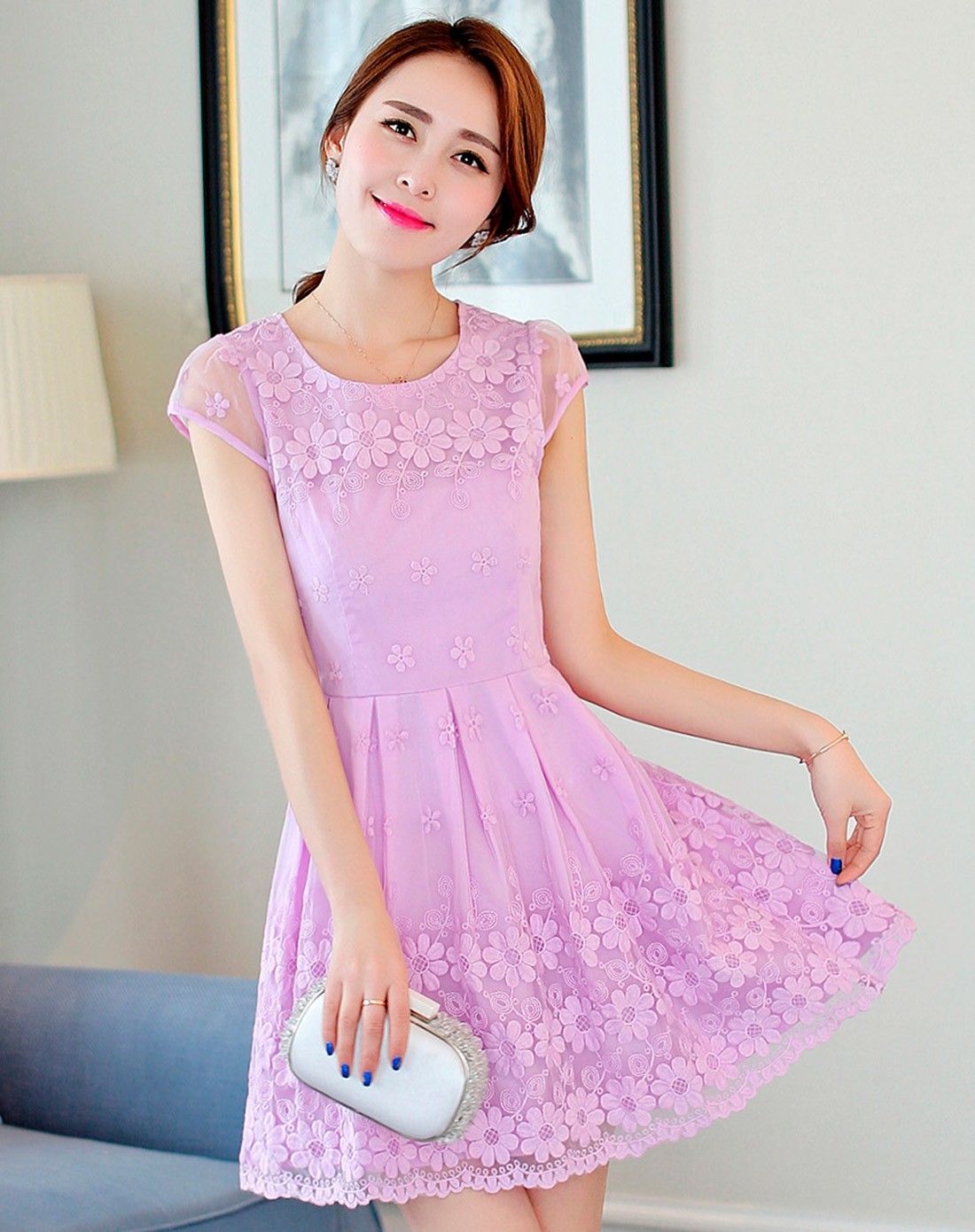 艾夫斯女香芋色连衣裙