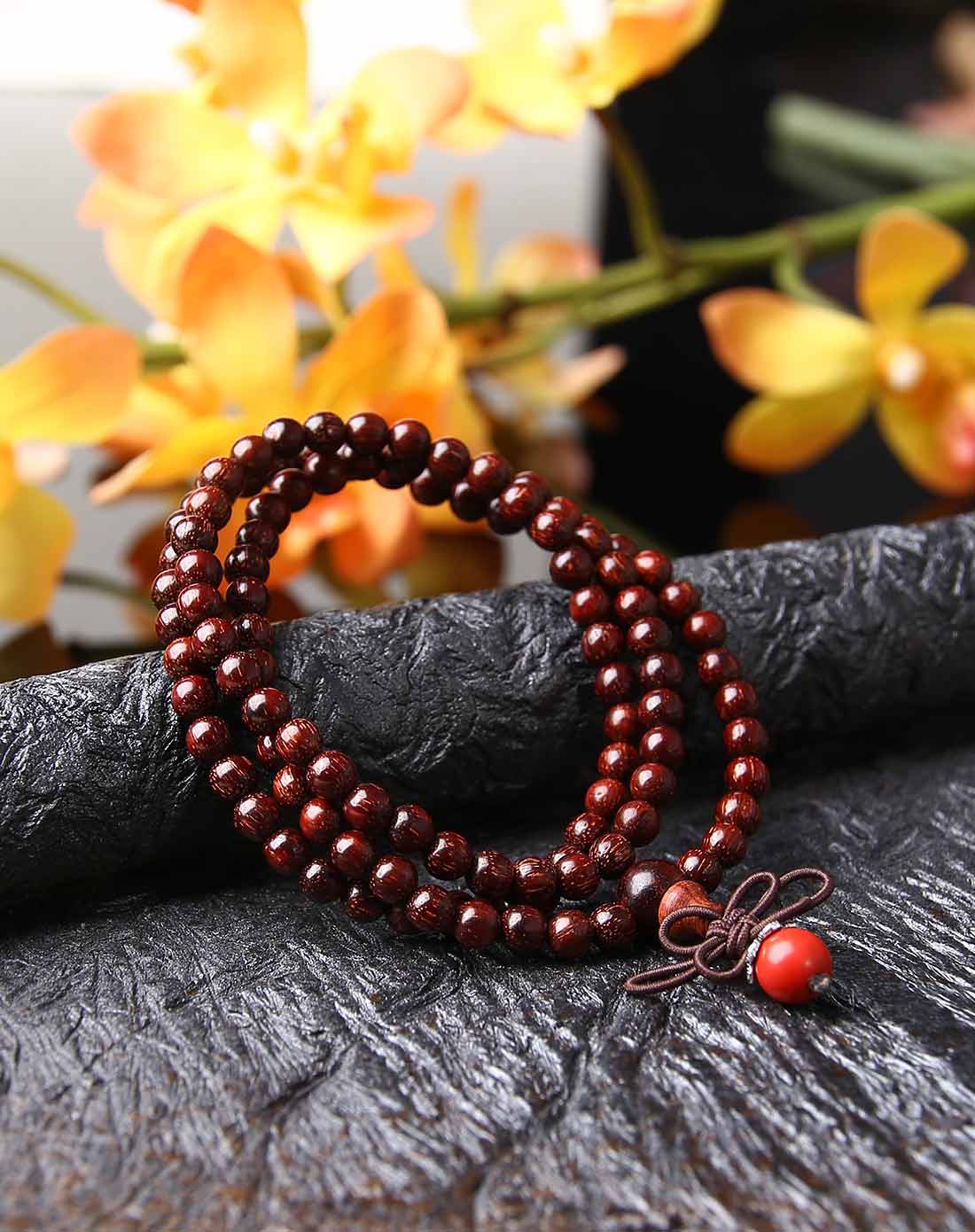 印度一级顺纹小叶紫檀鸿运当头108颗5mm佛珠手链