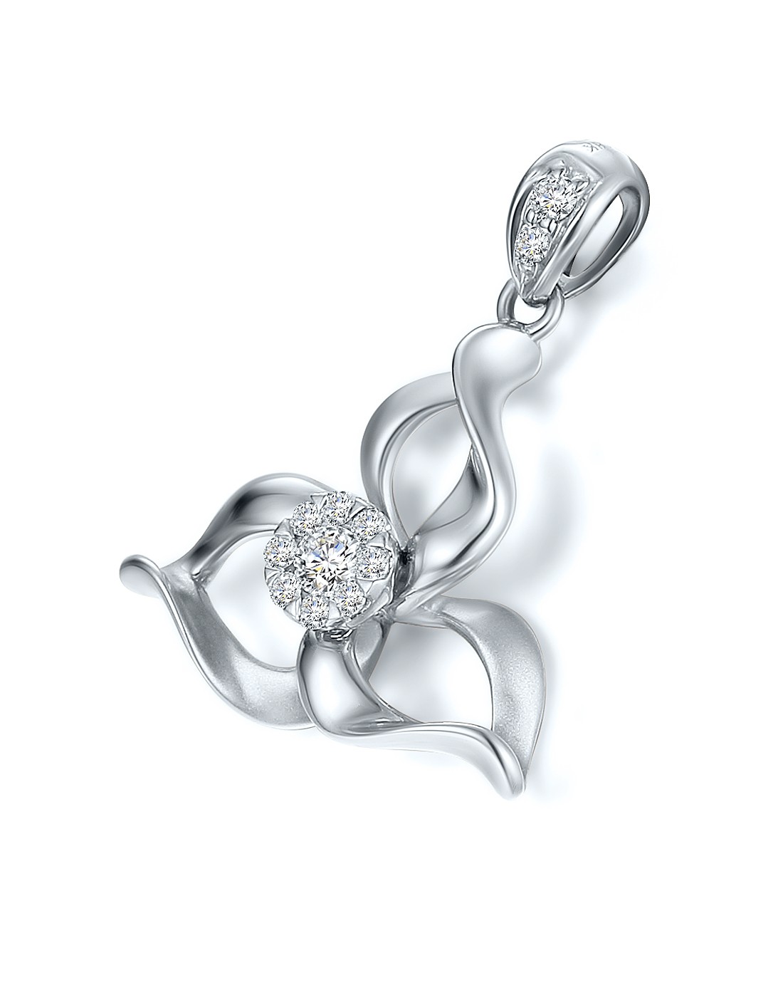 通灵珠宝tesiro【赠890元18k金链】三叶草白18k钻石吊坠dp01249#_唯品