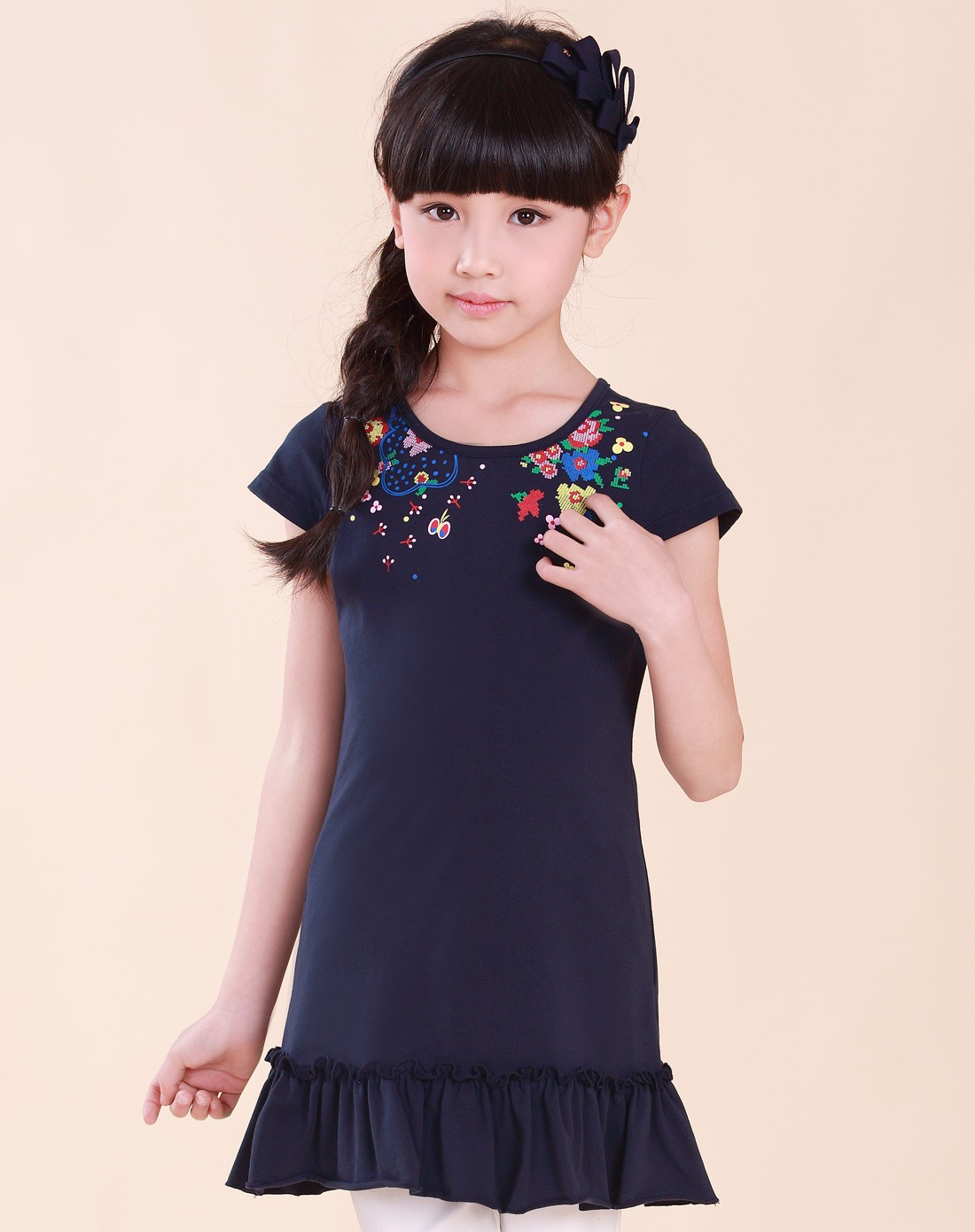 女童宝蓝连衣裙