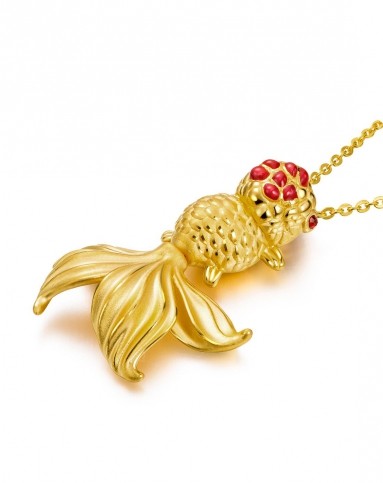 专柜同款足金3d立体年年有余金鱼黄金吊坠4.87克