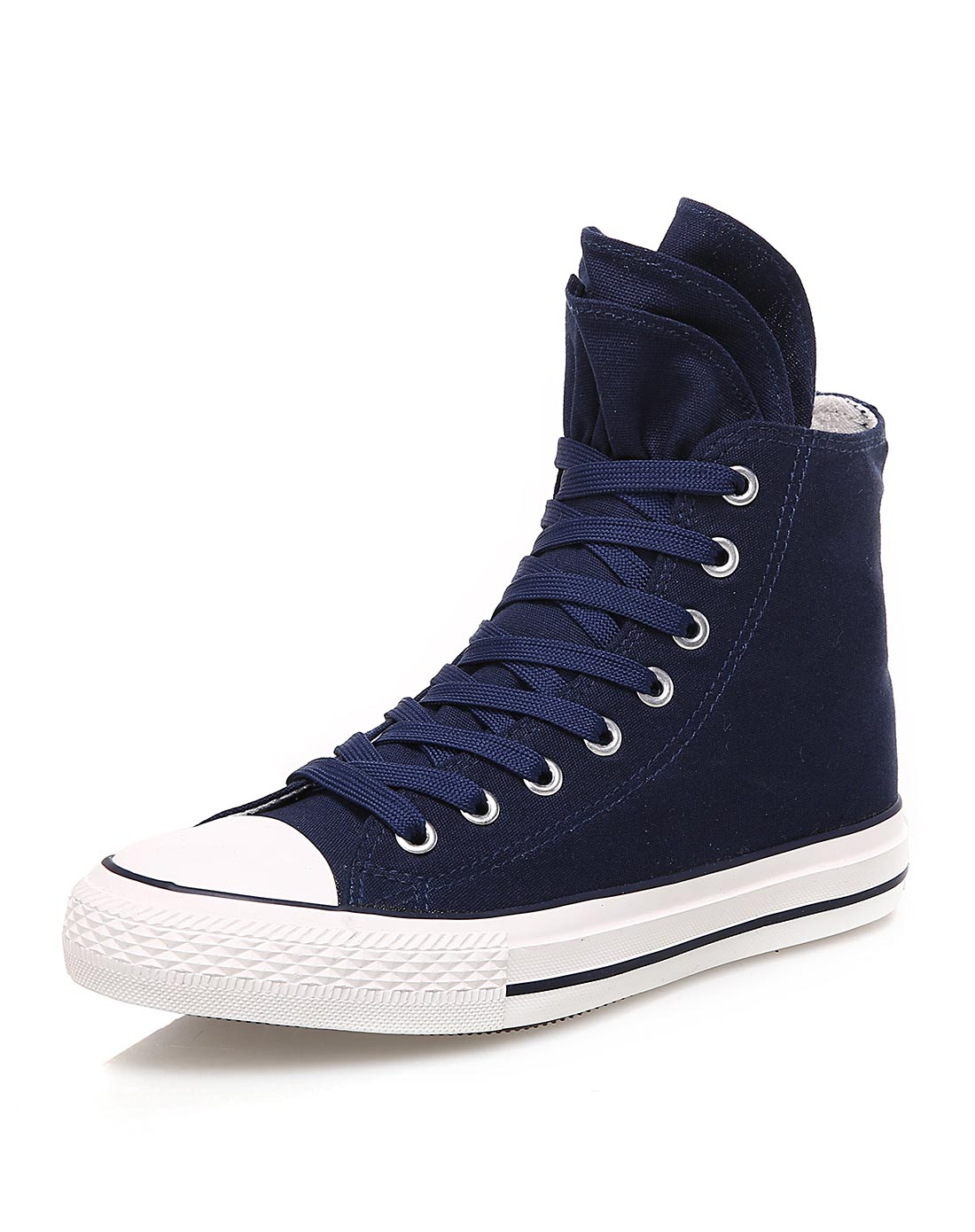 轻便透气 女款深蓝色高帮休闲鞋 舒适软底