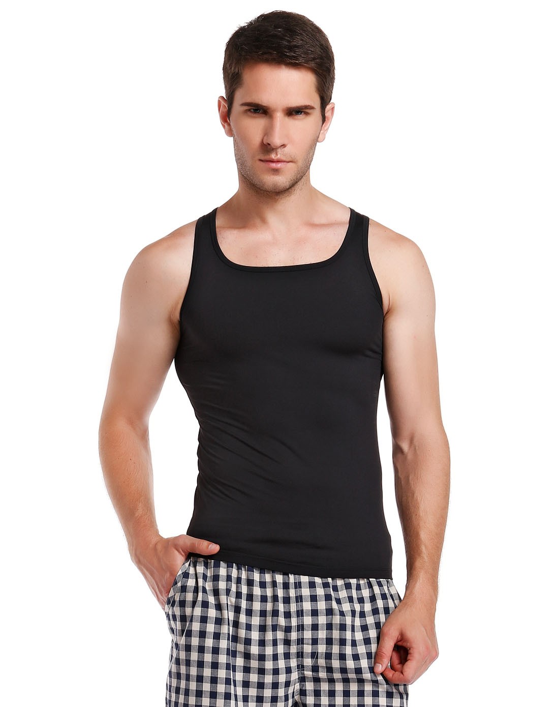 aimersports男款黑色简约舒适运动背心