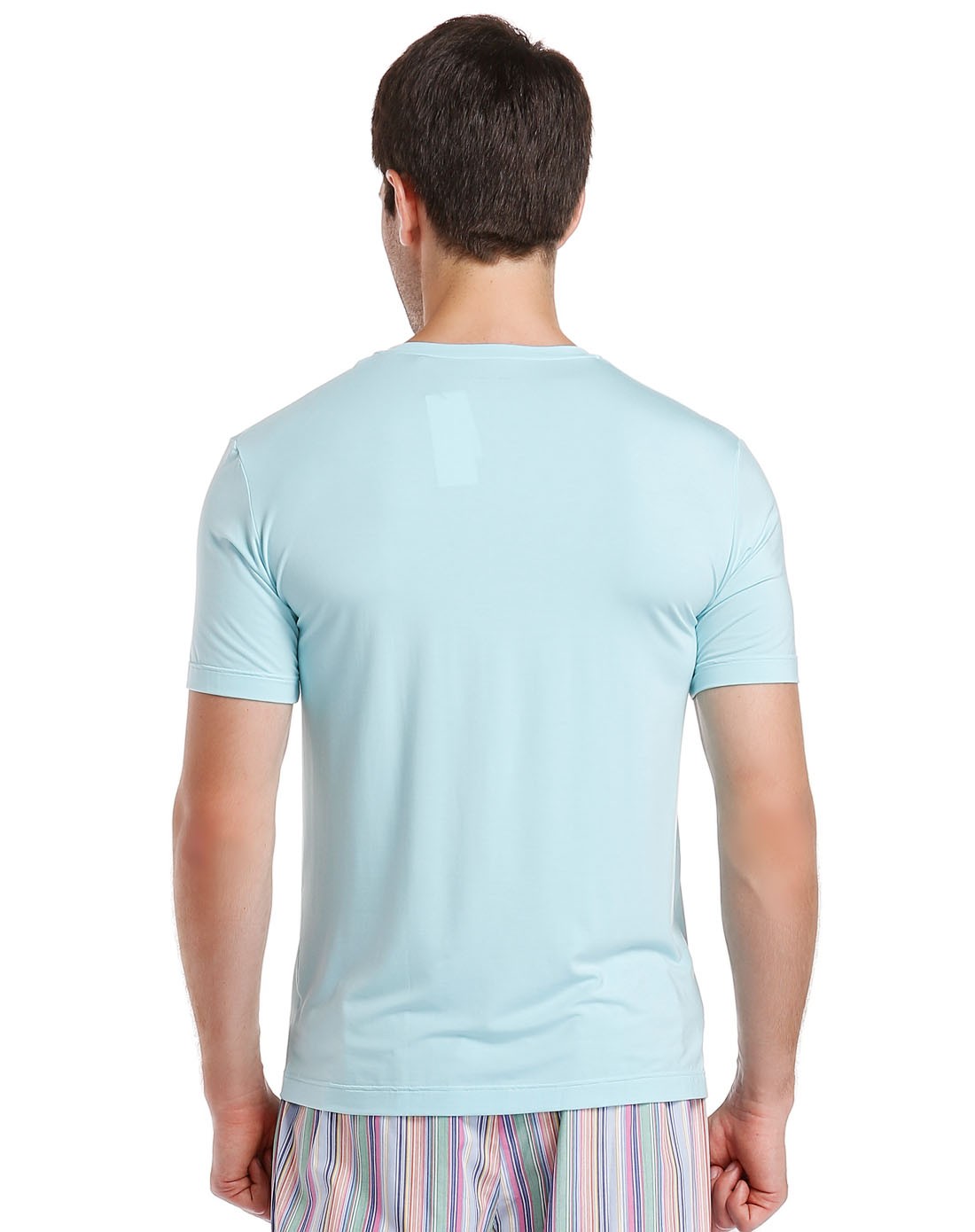 body wild男款冰蓝色v领舒适短袖针织t恤