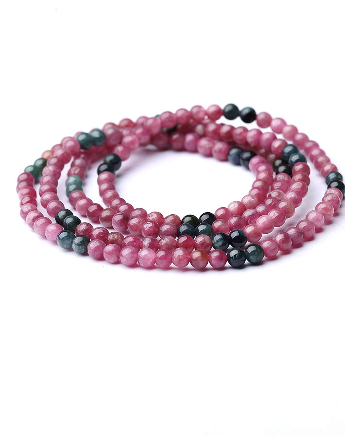 3a级天然桃花色碧玺四圈手链附证书