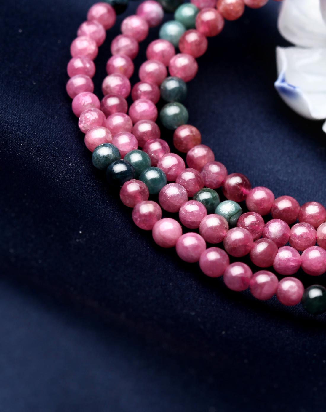 3a级天然桃花色碧玺四圈手链附证书