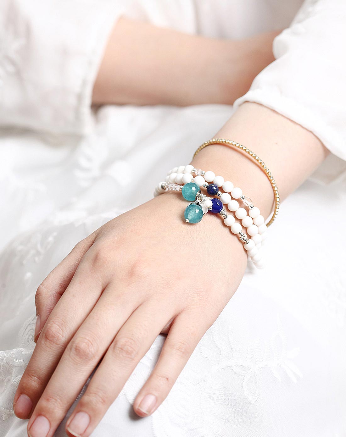 天然白砗磲八面玲珑手链附证书