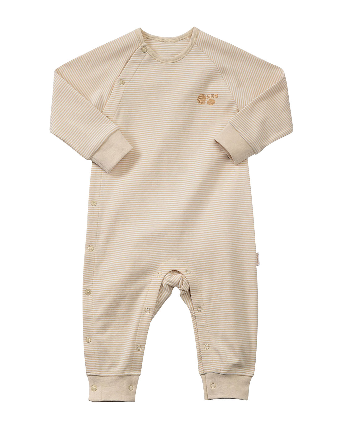 宝宝杏白斜开插肩袖连体衣