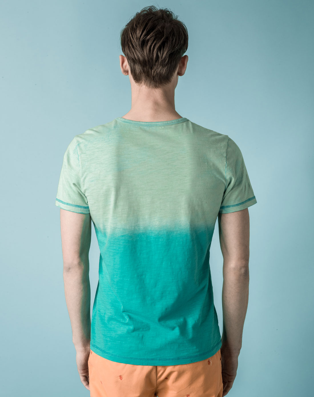 海洋绿色渐变纯棉短袖t恤