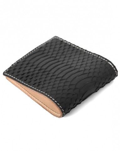 银鳞堂 质感蛇皮纹 中性款黑色钱包 复古手造