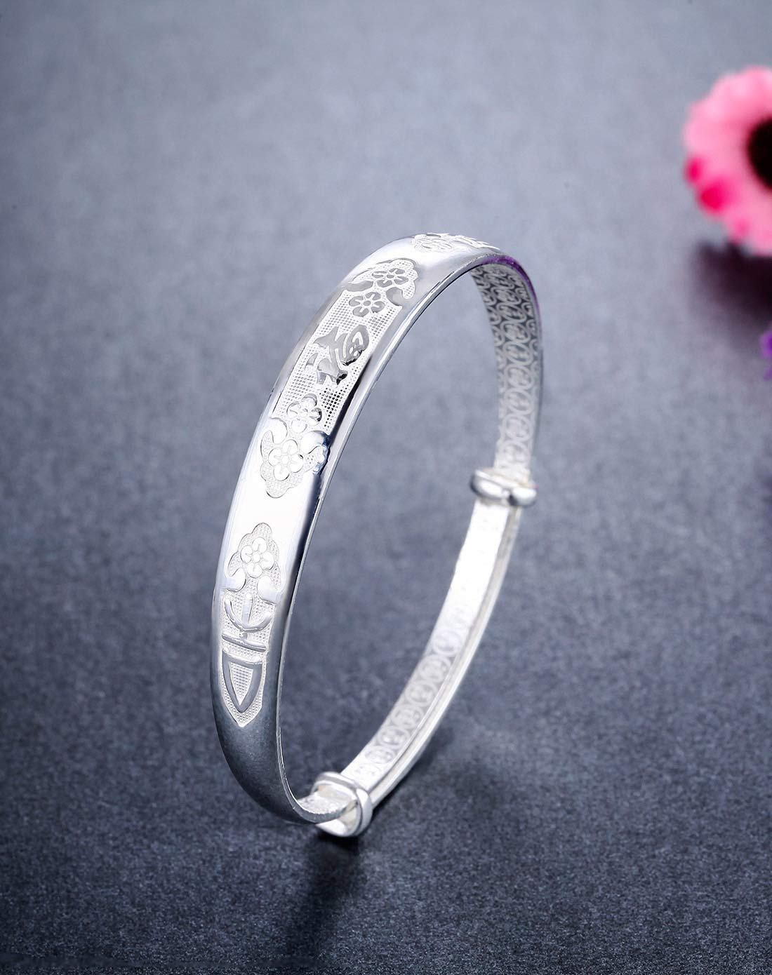 印花福字千足银手镯