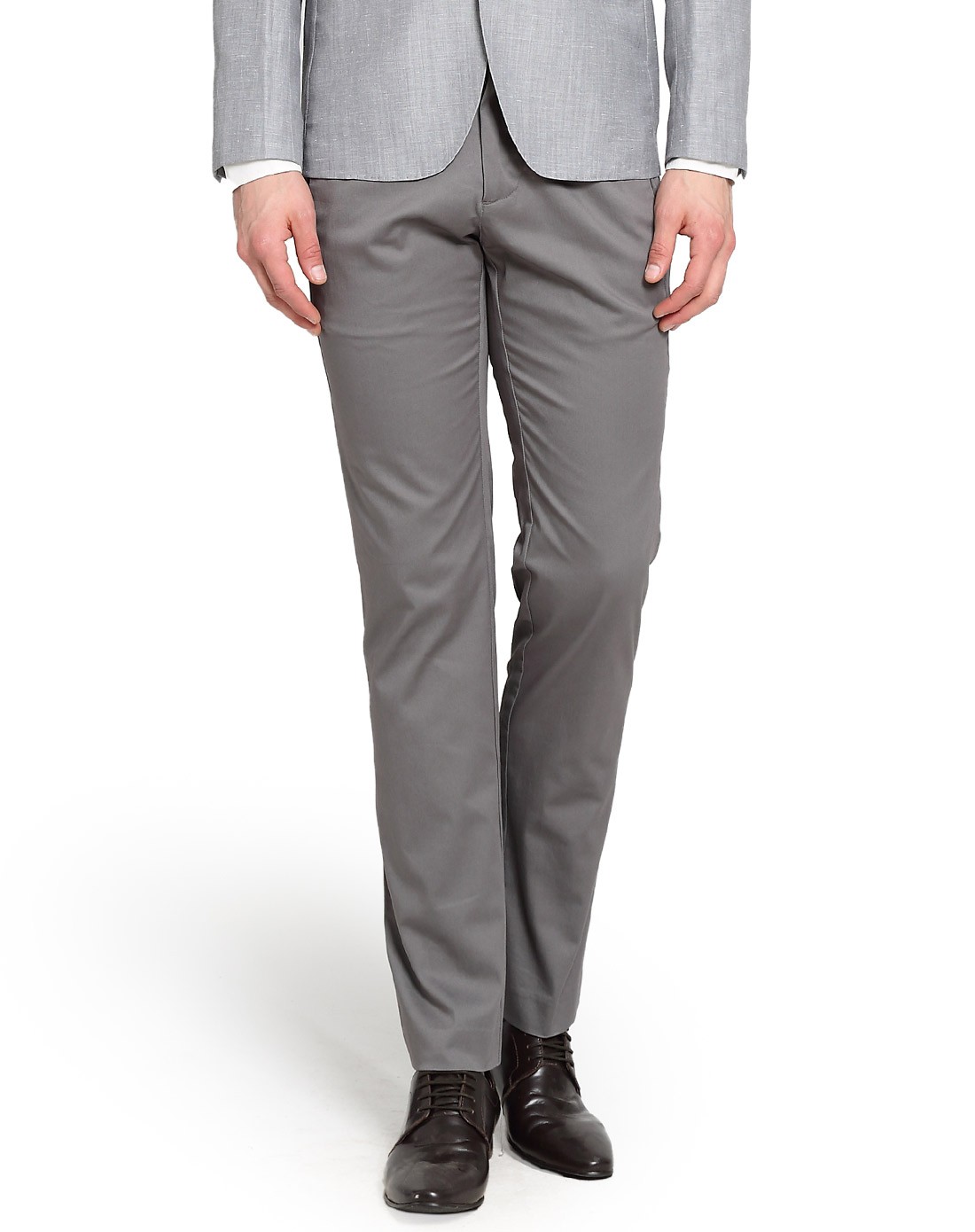 藕灰色时尚商务通勤百搭修身长裤