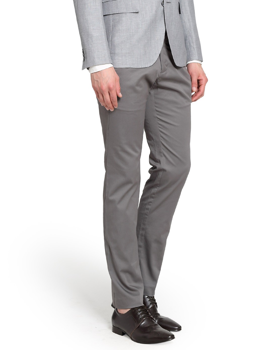 藕灰色时尚商务通勤百搭修身长裤