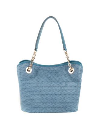 古蓝色牛皮女士手提包