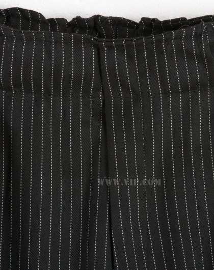 > sugar lips黑色竖线条纹松紧腰休闲裤