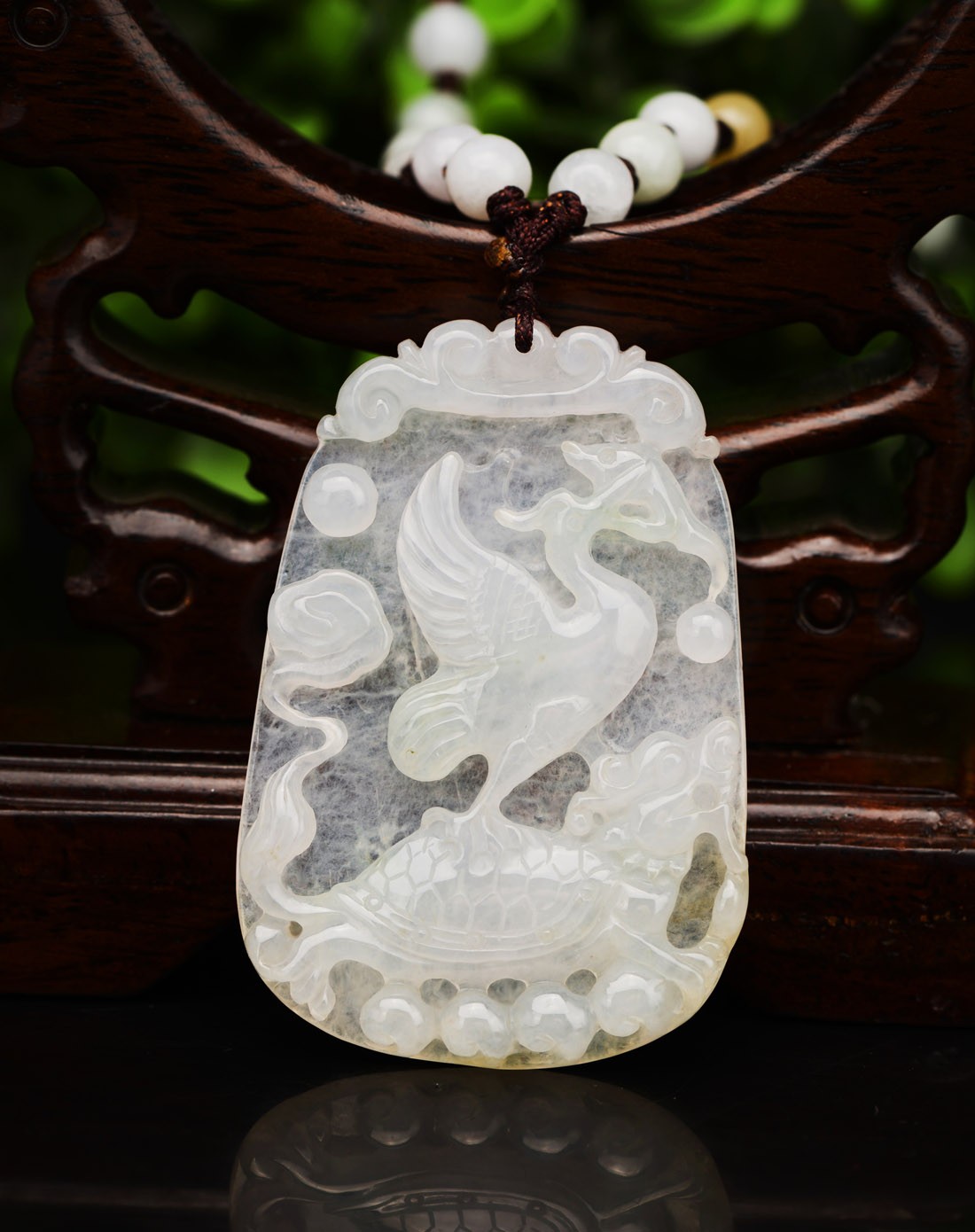 博金珠宝bojin首饰专场精品天然a货翡翠瑞凤呈祥吊坠(国家权威证书)g