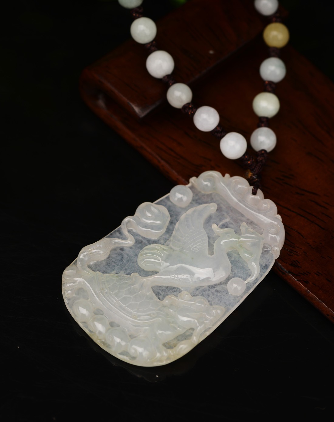 博金珠宝bojin首饰专场精品天然a货翡翠瑞凤呈祥吊坠(国家权威证书)g