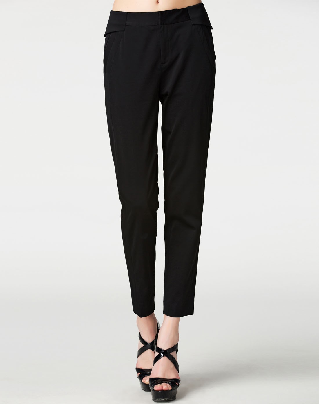 珂莱蒂尔koradior女装高端系列专场黑色经典百搭休闲长裤r13b510403