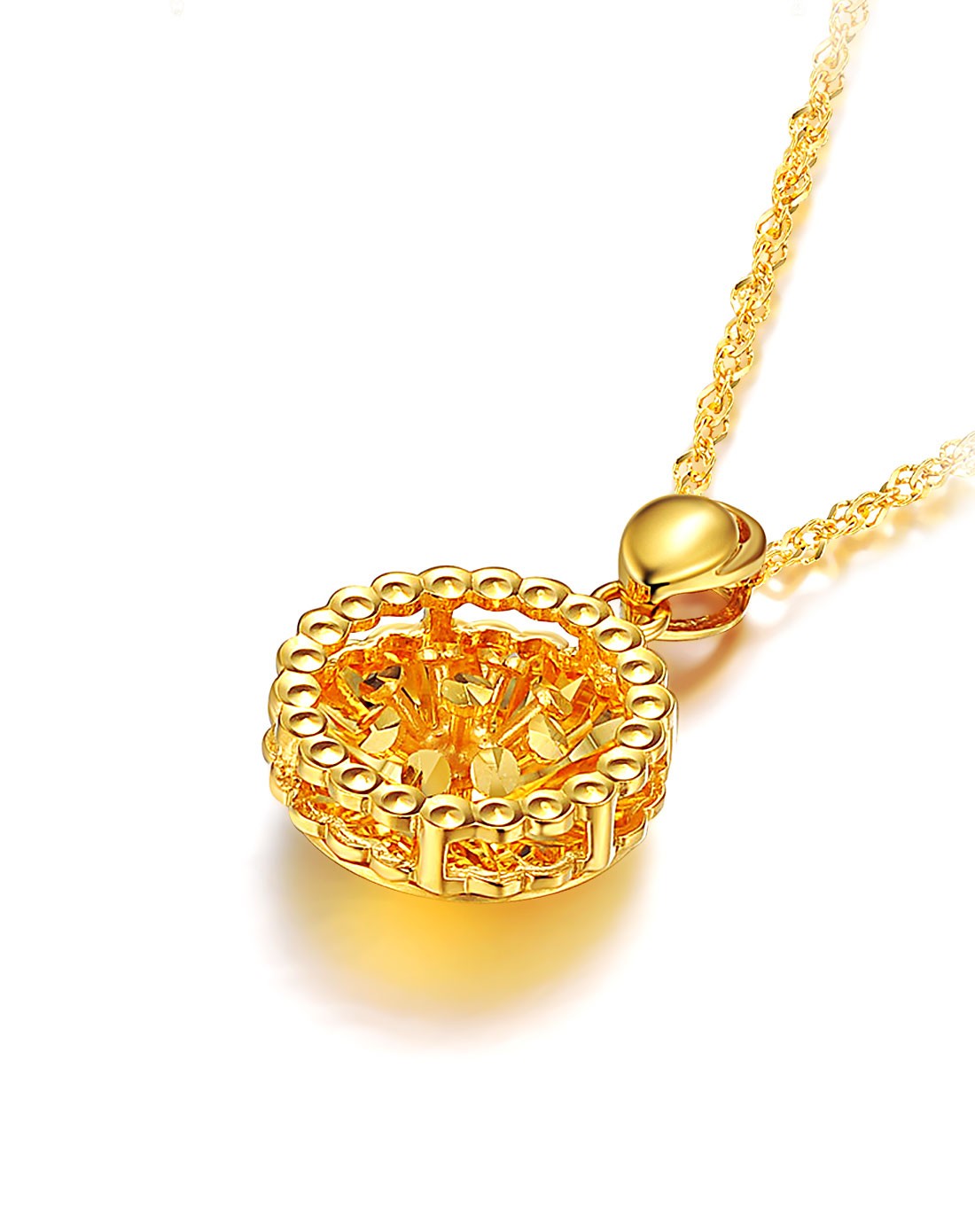 落霞 黄色9k金吊坠 1.59克(赠925项链)