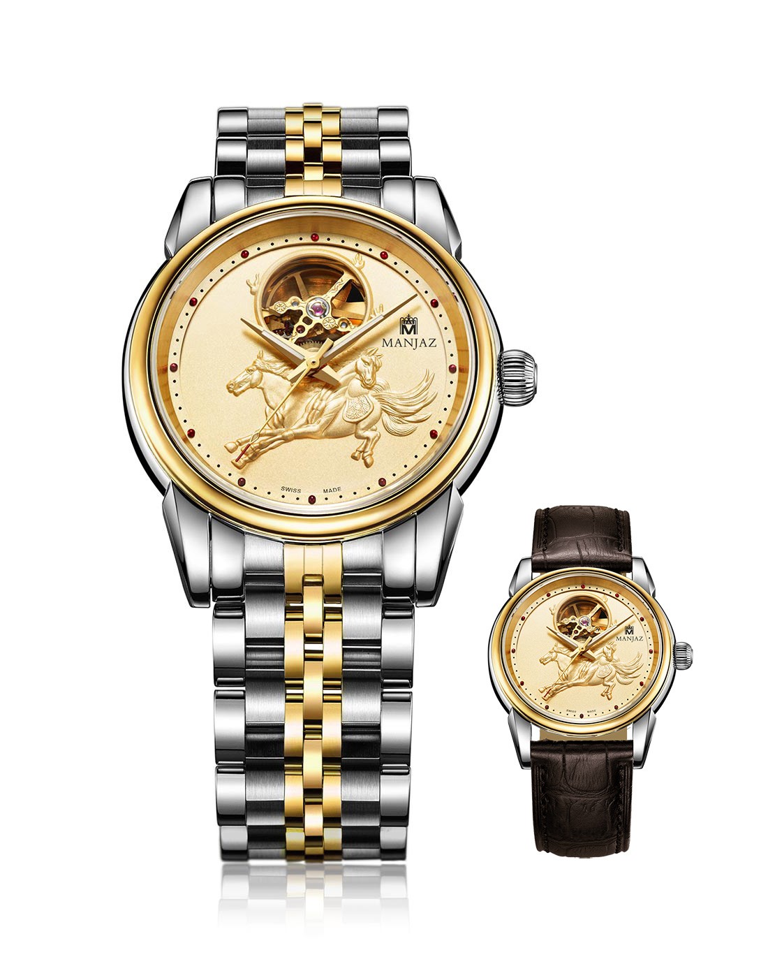 元黑色或棕色真皮表带)非凡系列限量版 间18k黄金自动机械男表 7073m