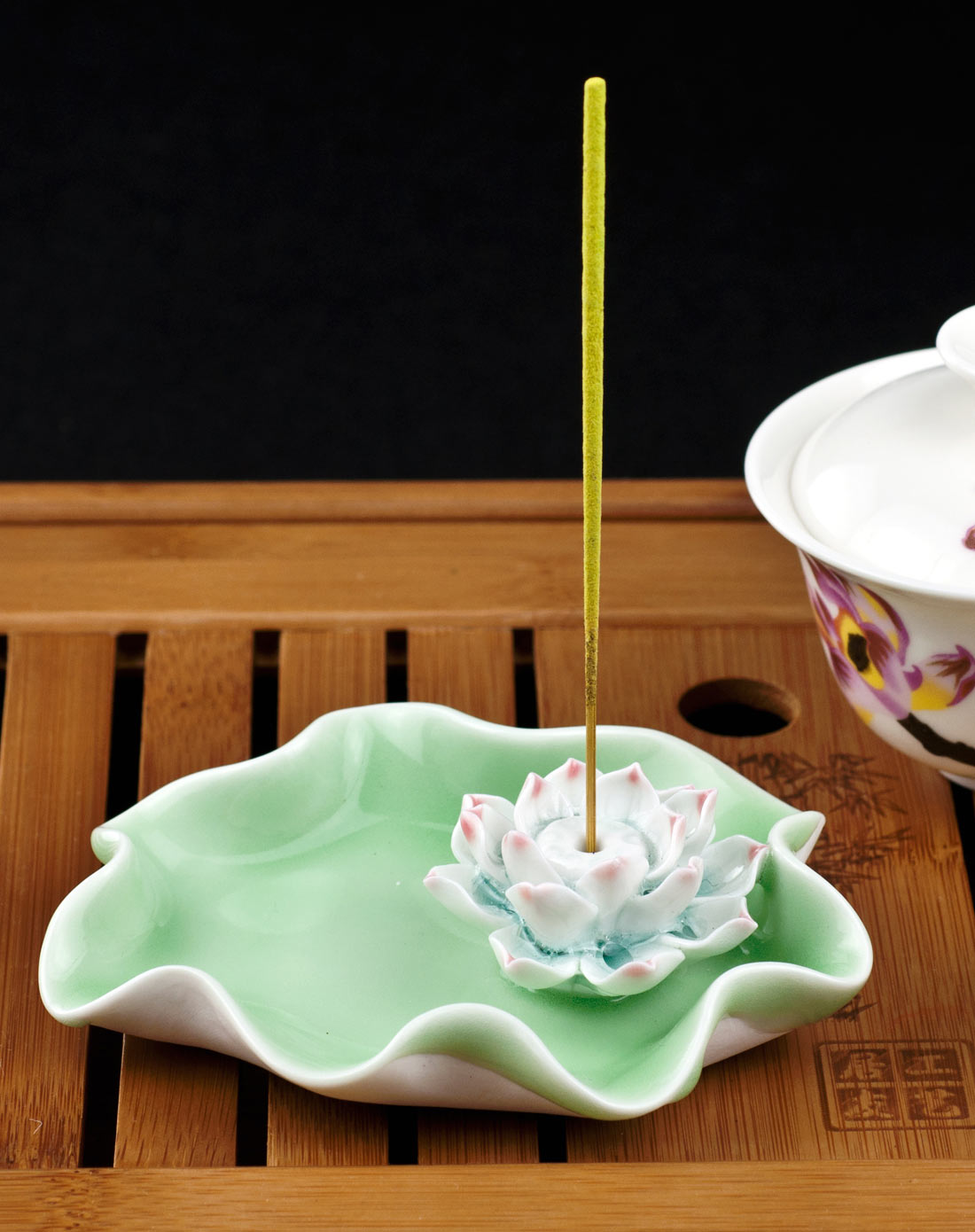 夏荷莲香 陶瓷莲座香插 简装/1件套