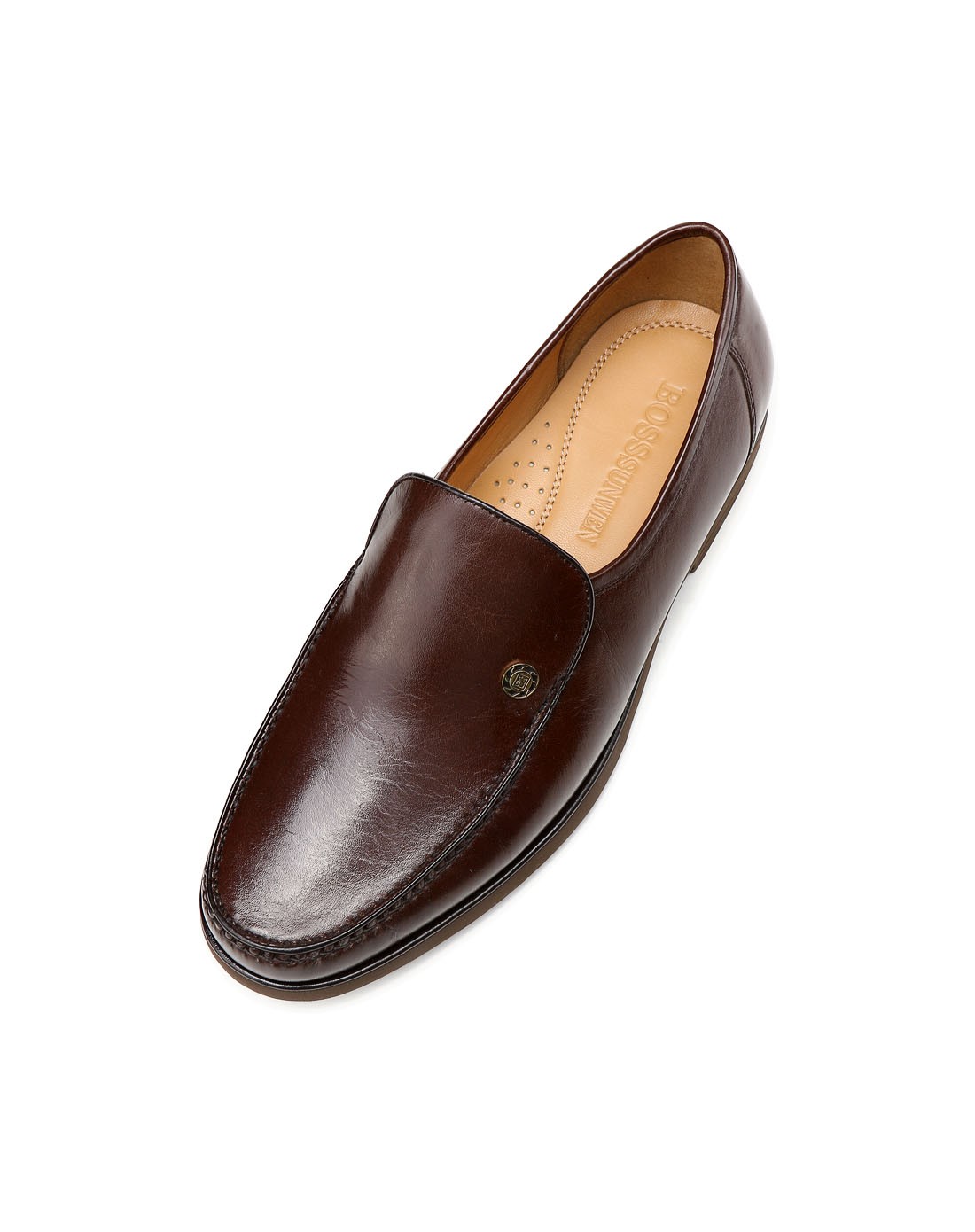 意大利进口咖啡色袋鼠皮商务典雅正装皮鞋