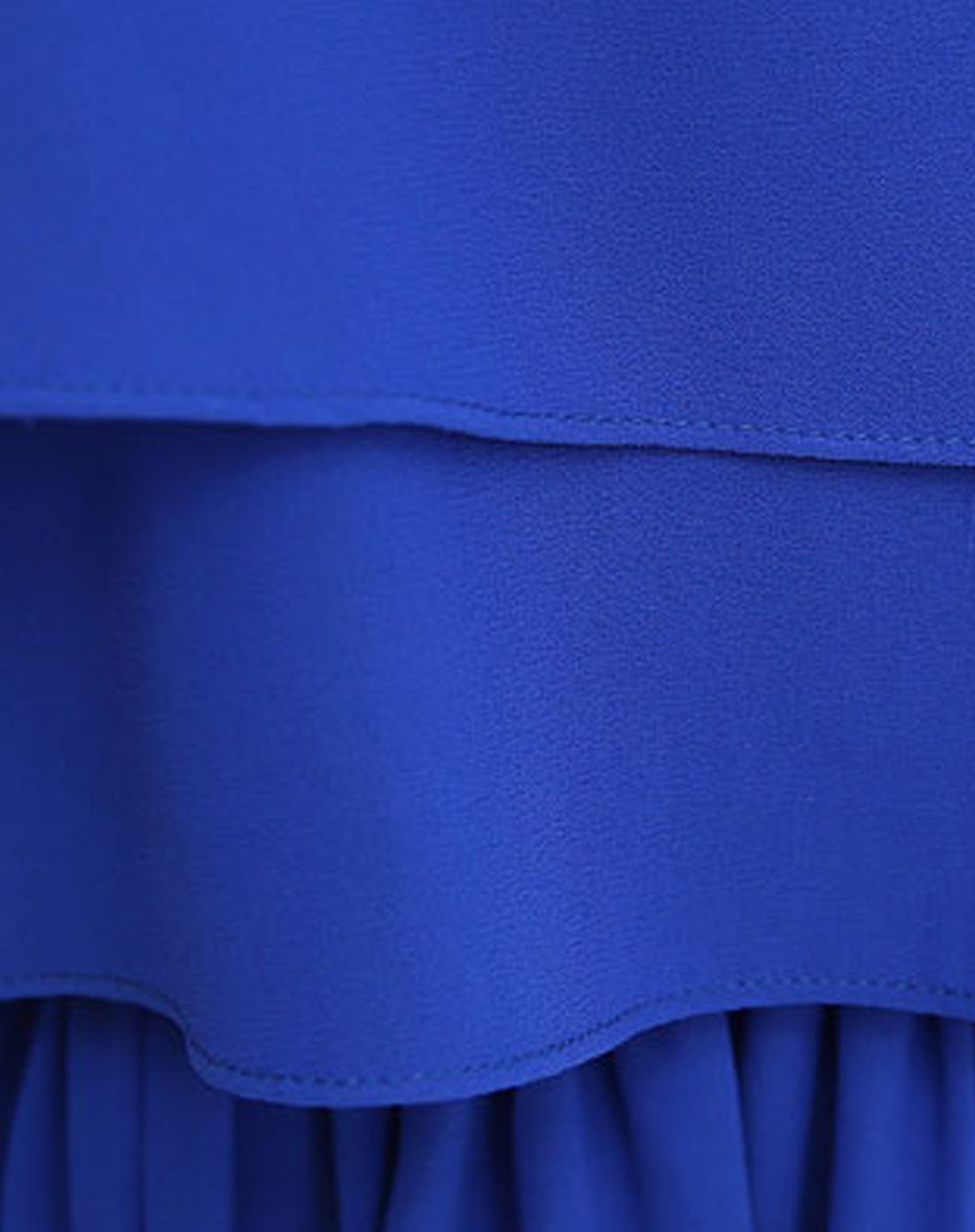 女宝蓝色简约纯色短袖连衣裙