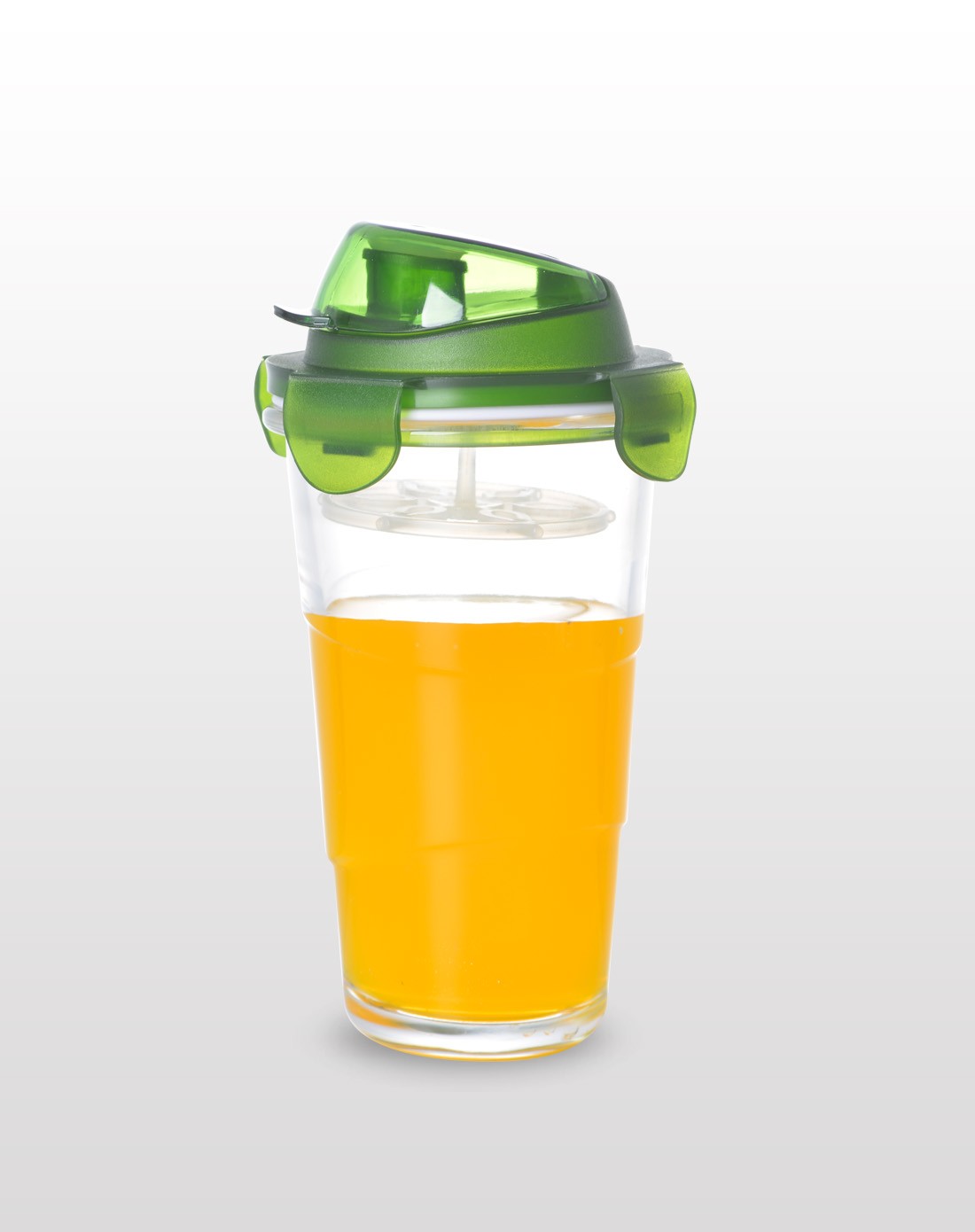 【两件起售】克芮思托韩国元素时尚克派玻璃果汁旅行杯380ml(深绿色)