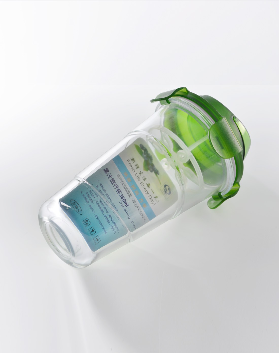 【两件起售】克芮思托韩国元素时尚克派玻璃果汁旅行杯380ml(深绿色)