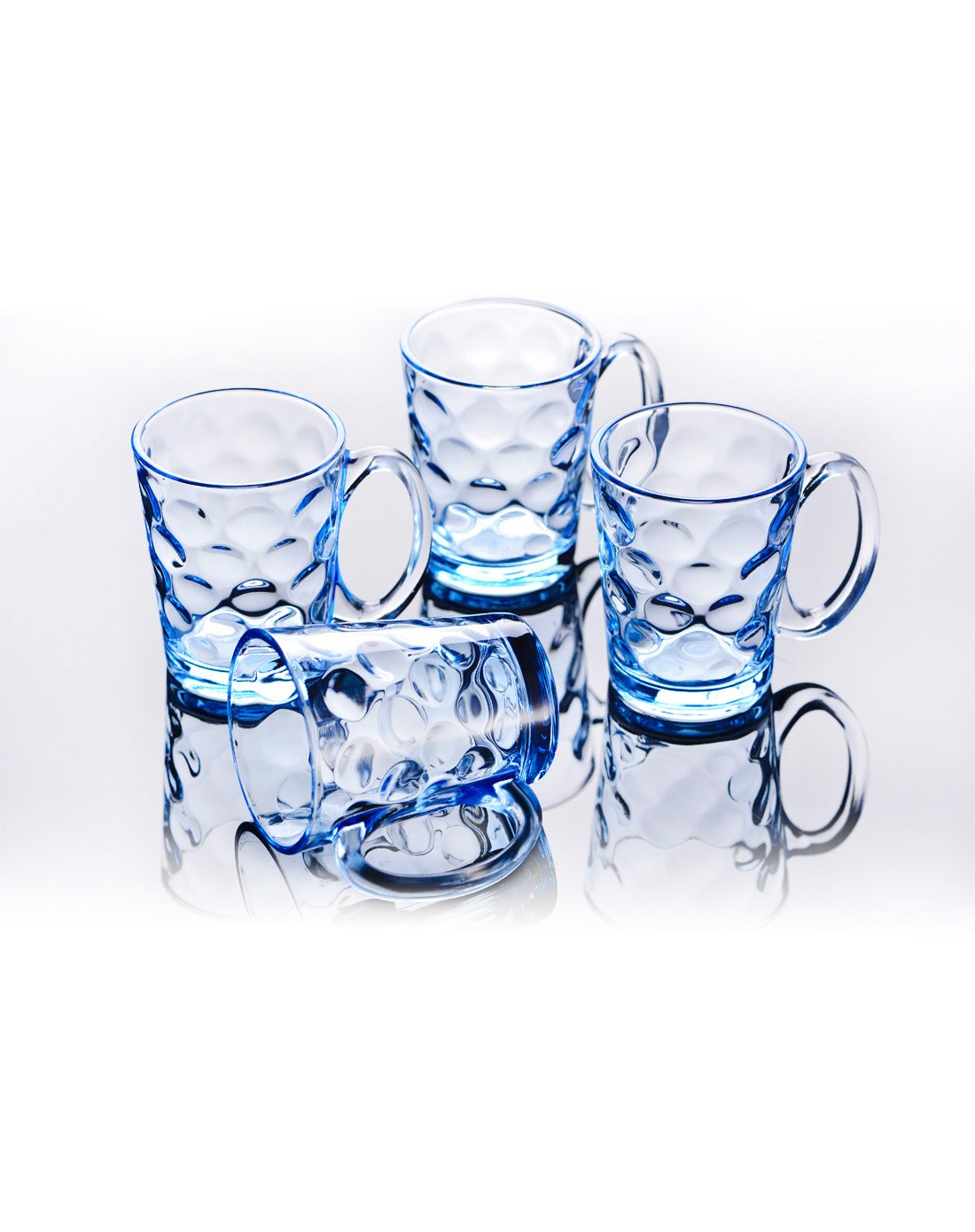 时尚炫彩珠点把杯四只装285ml(蓝色)