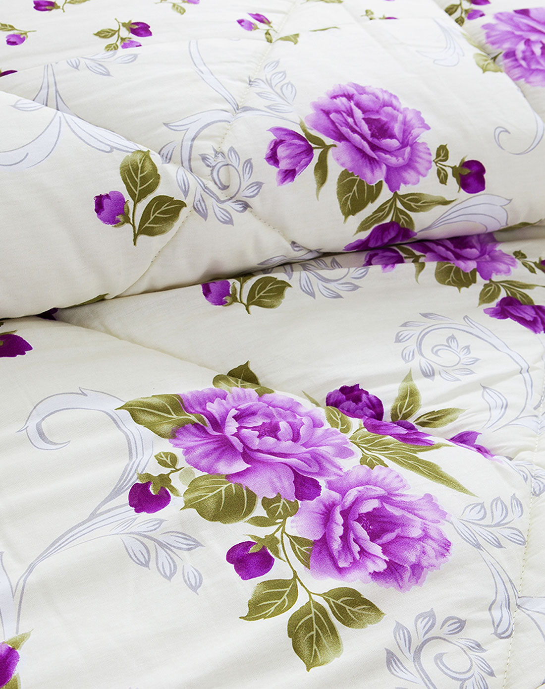 220*240cm印花被(紫花白底)
