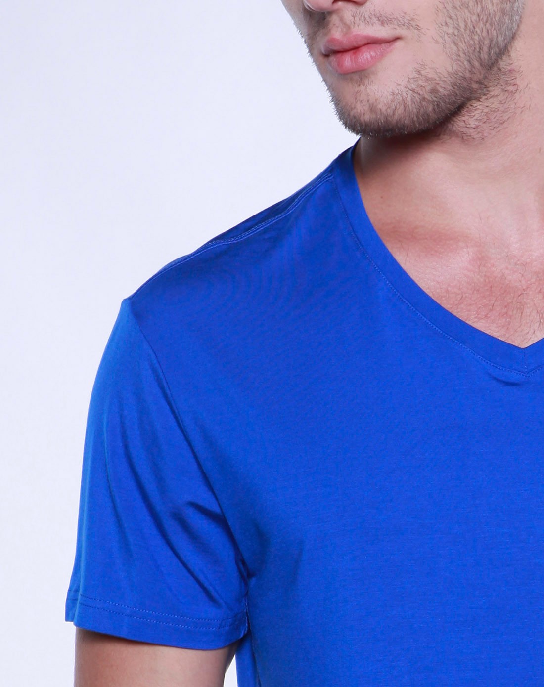 男士靓蓝色超细莫代尔简约时尚短袖衫