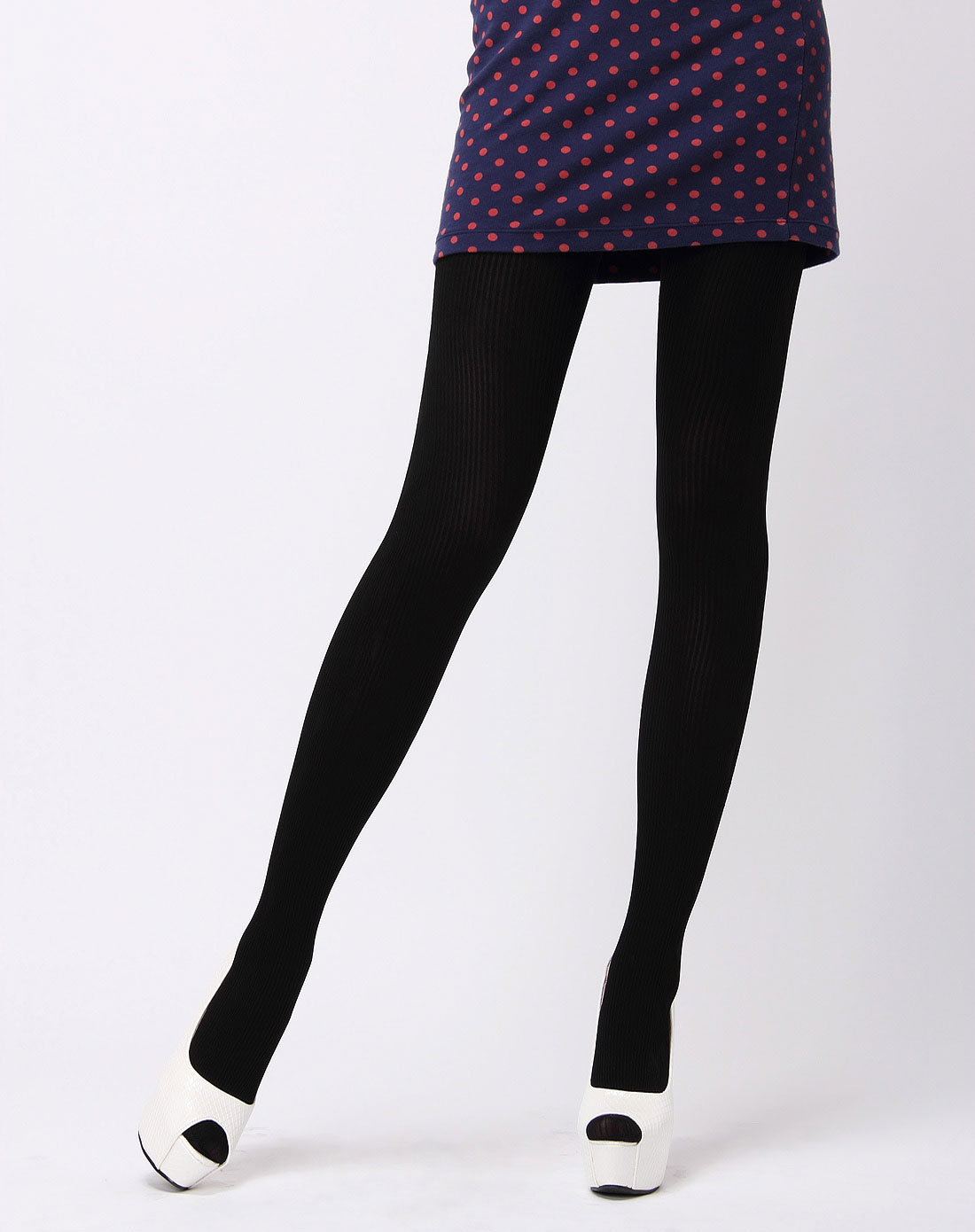 黑色横竖侧面花纹凸提花连裤袜 200d