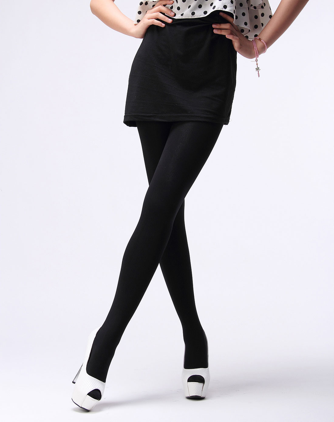 诗柔shirou袜子专场-黑色天鹅绒加裆连裤袜 800d