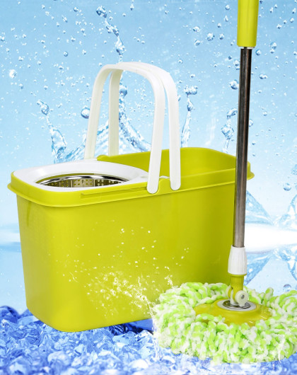 轻松拖地,不用湿手,懒人清洁自动脱水省力拖把-绿色