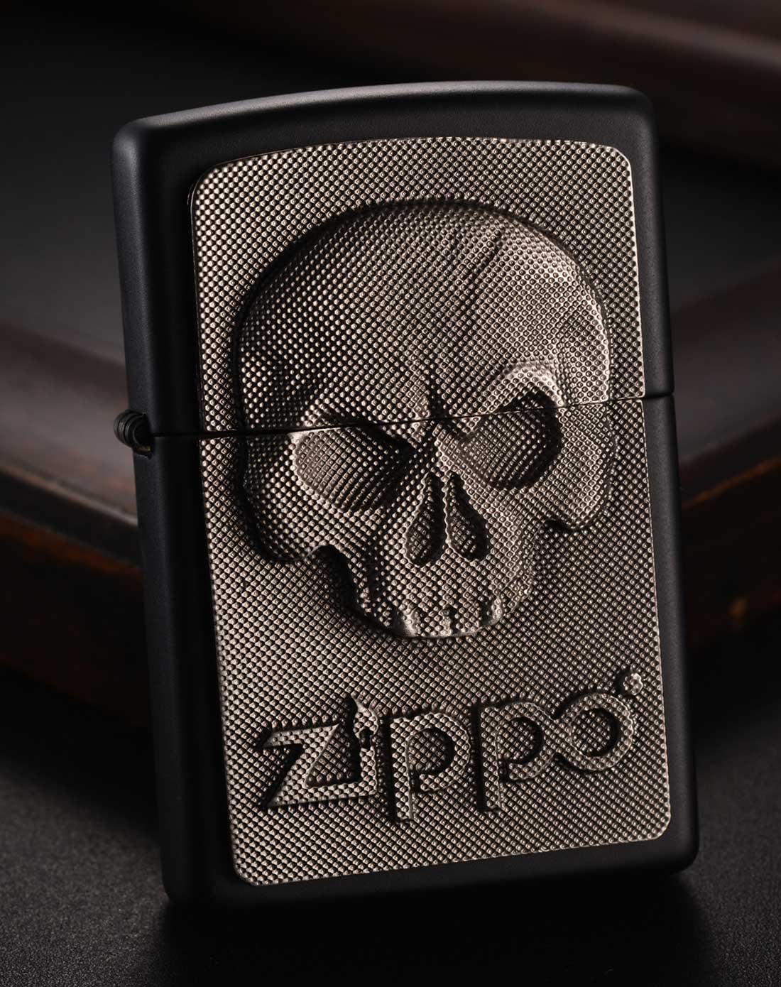 欧版黑哑漆欧版骷髅头骨标志zippo