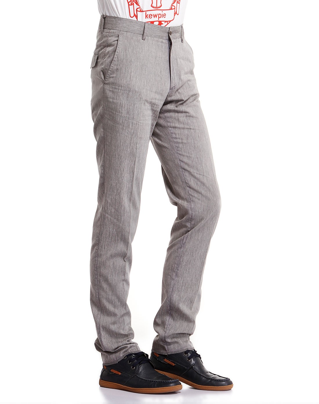 亚麻都市时尚烟灰色休闲长裤