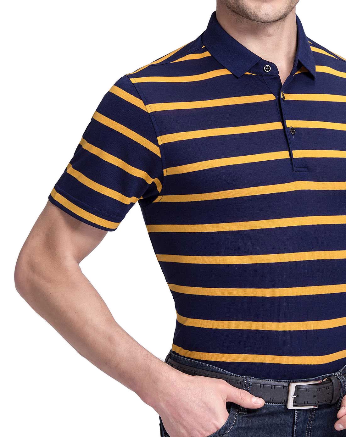 男士商务休闲金色桑蚕丝短袖t恤