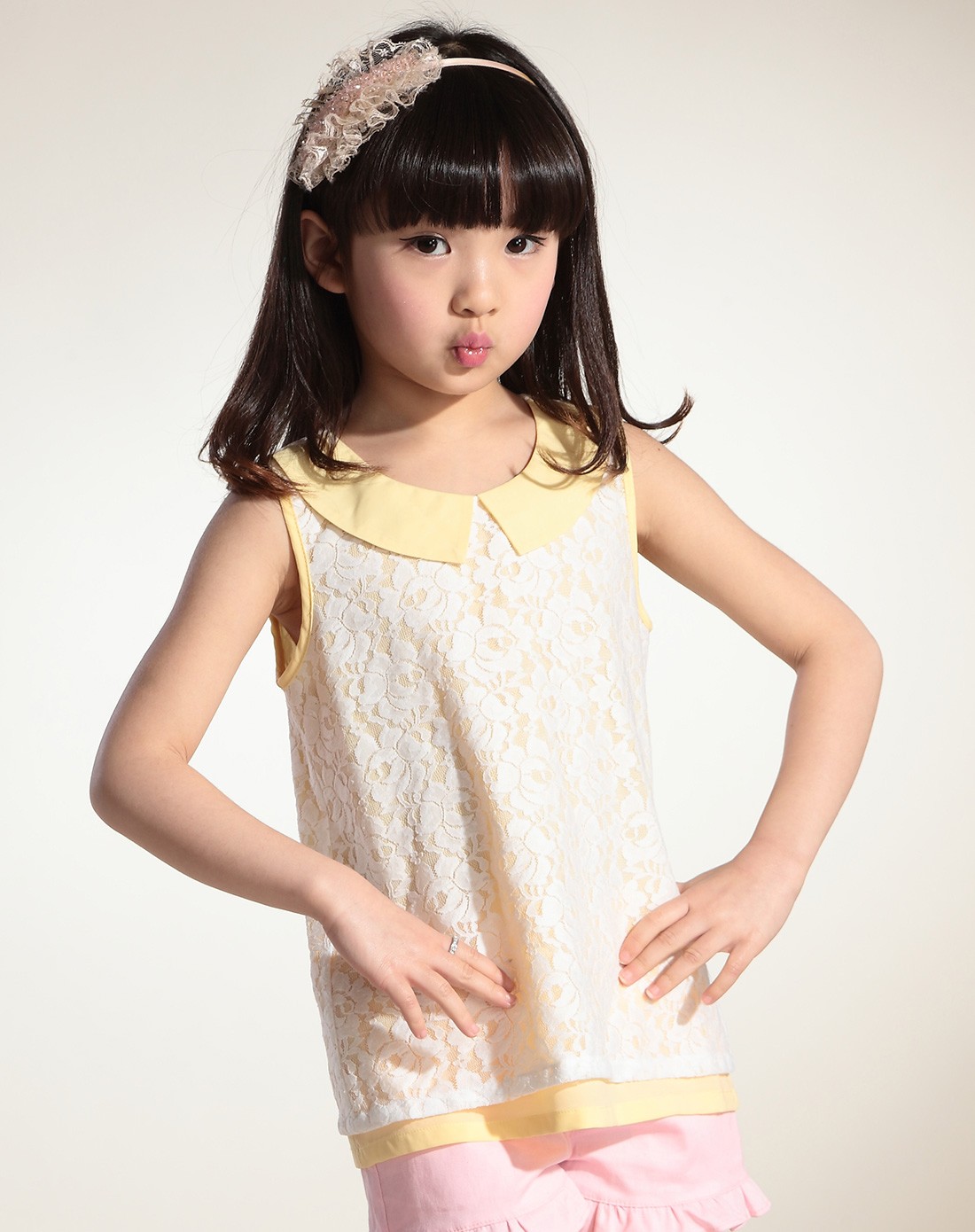 瓢虫之家myladybirdhouse男女童装瓢虫之家女童浅黄梭织背心lhxs