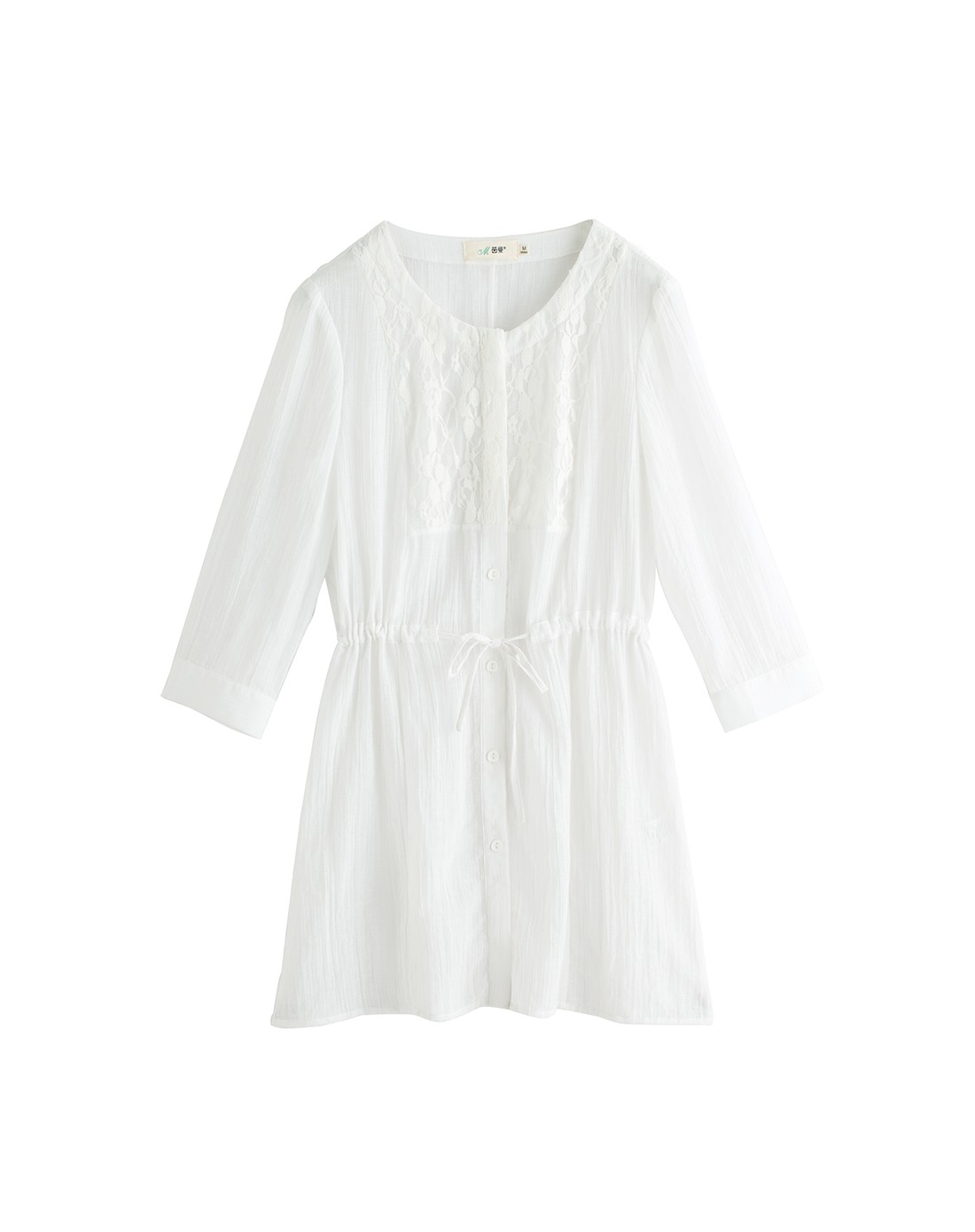 苍白色气质圆领中袖衬衣