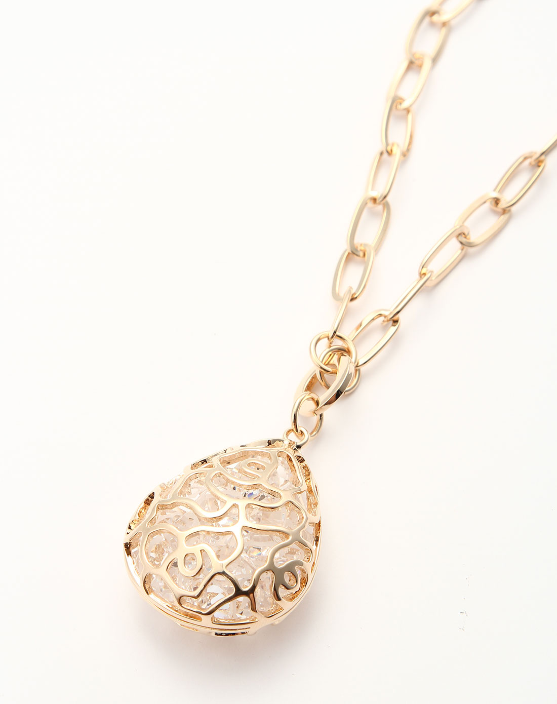 金色时尚镂空水滴形项链