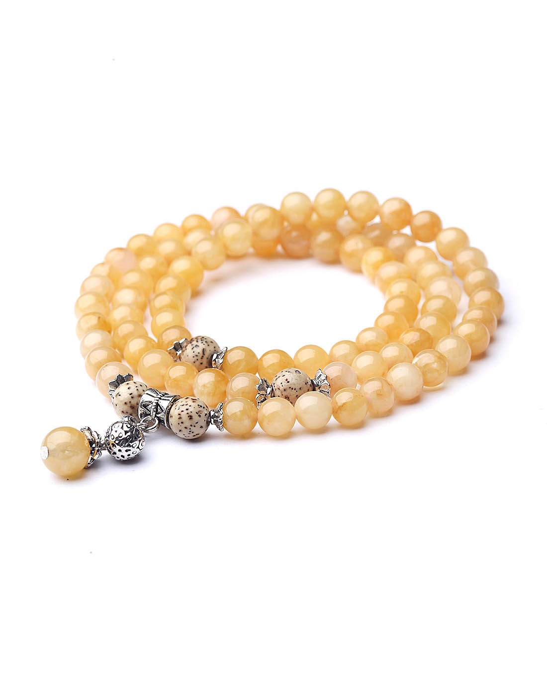 菩心玉缘-老黄玉星月菩提手链