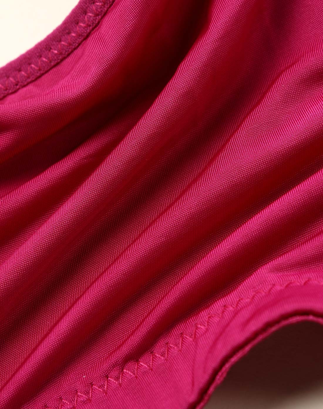 女玫红真丝水溶花边文胸