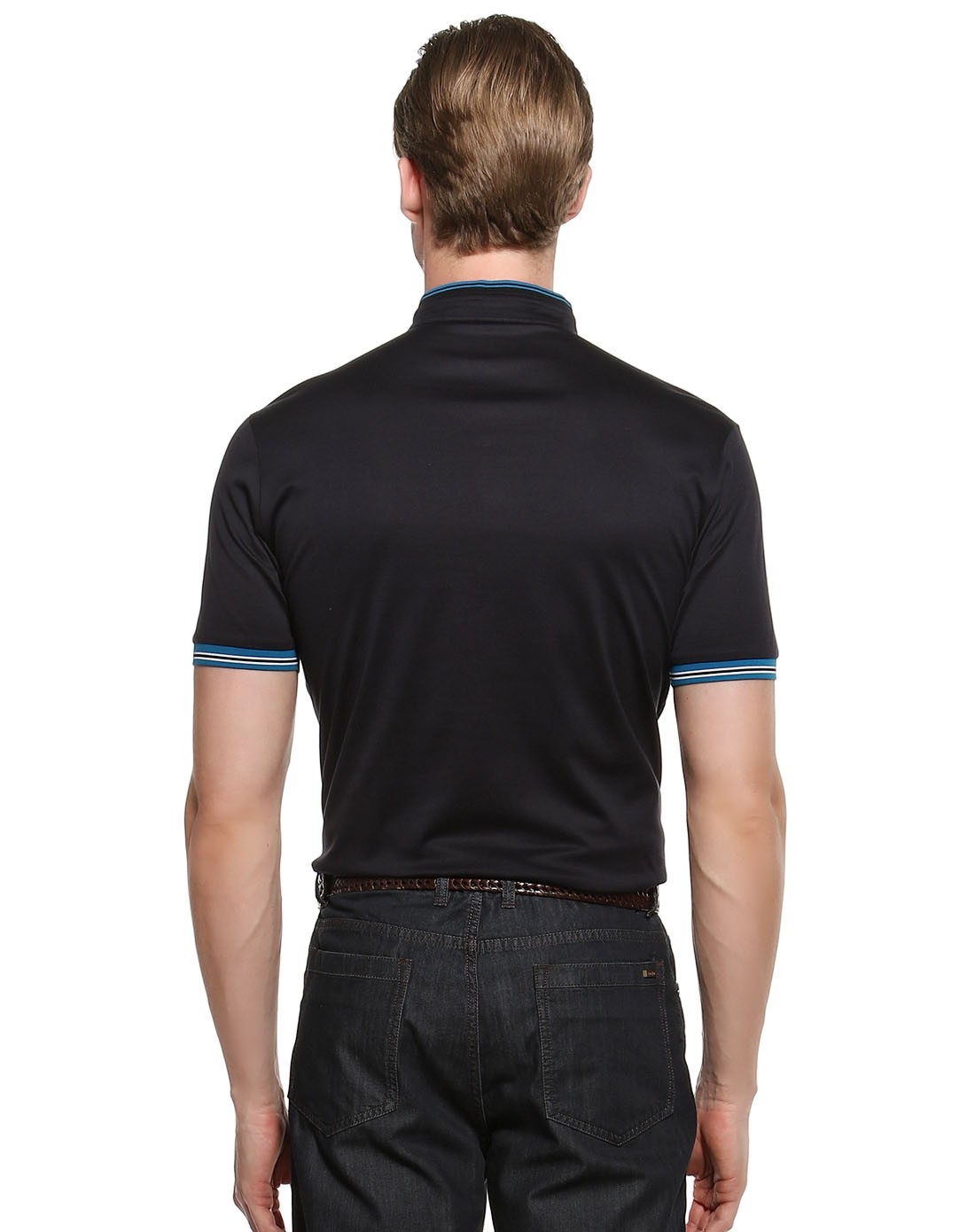 黑蓝/浅蓝色成熟稳重短袖t恤