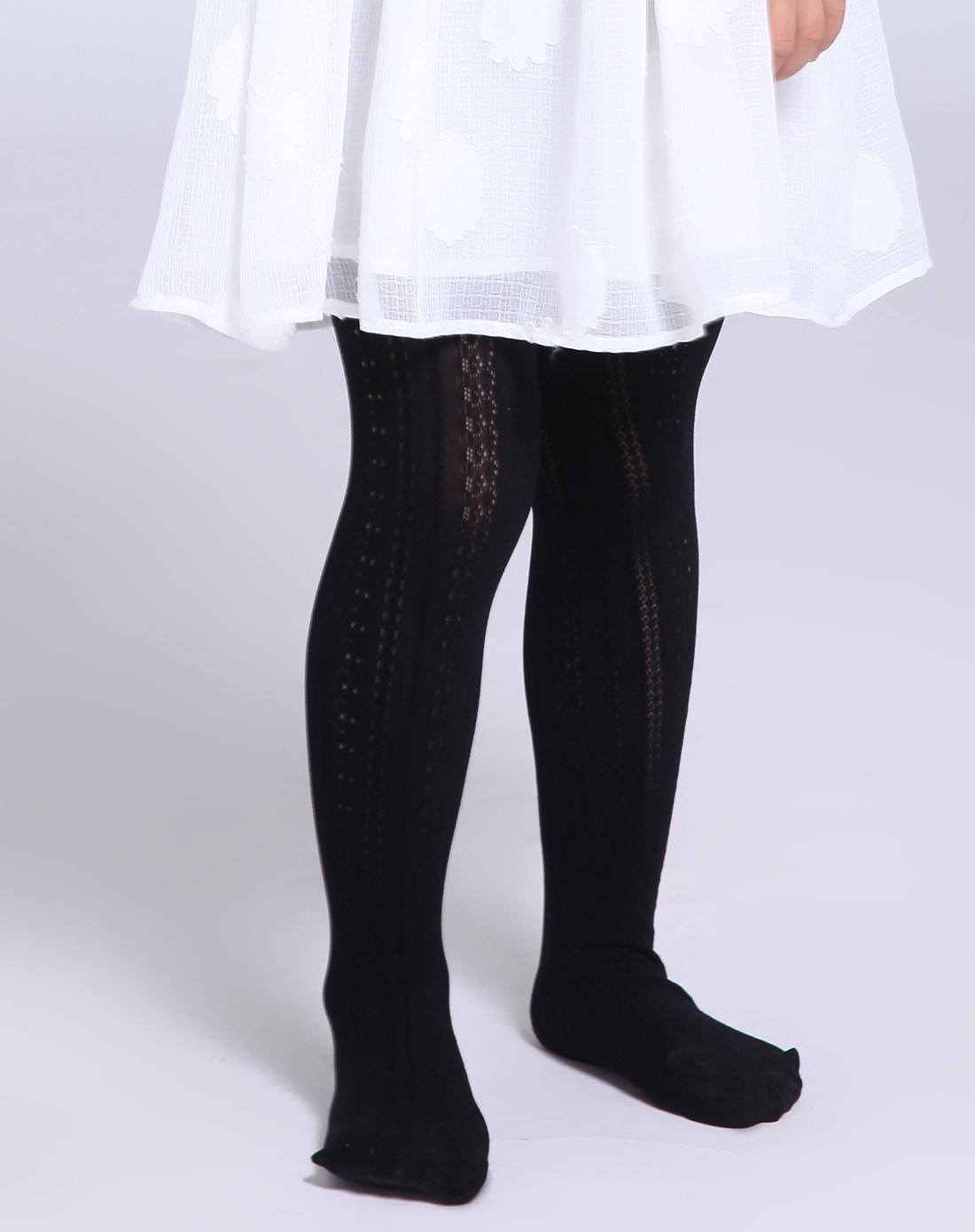 女童黑色公主镂空连裤袜