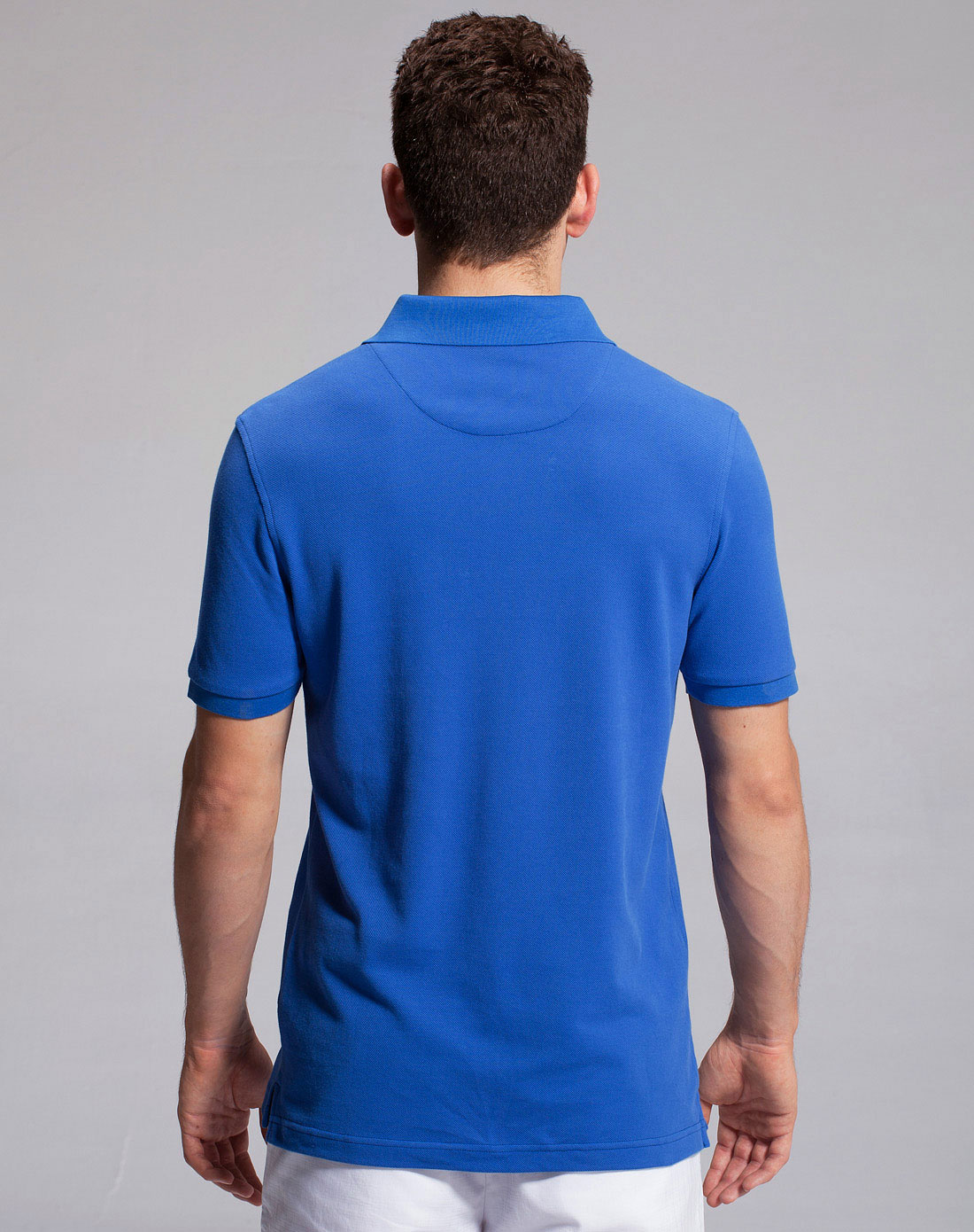 蓝色全棉翻领全棉时尚短袖t恤