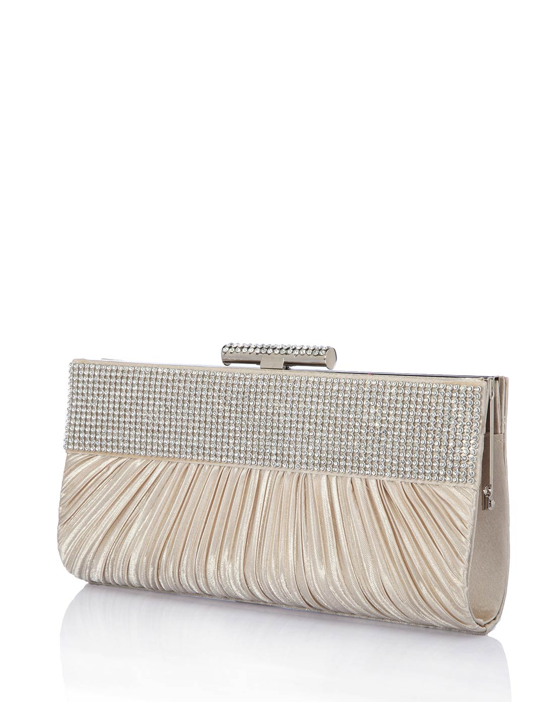 香槟色进口沙丁布配钻手拿包