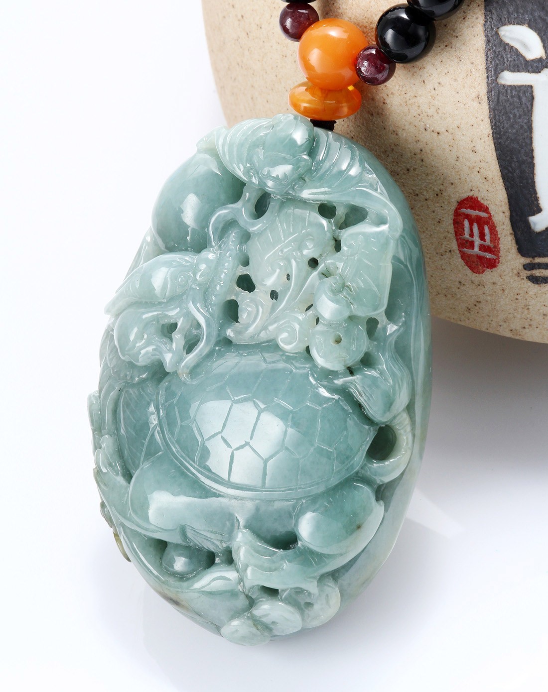 金万年kimani玉器专场油青种飘黄精雕细腻饱满龙龟天然a货翡翠手把件1