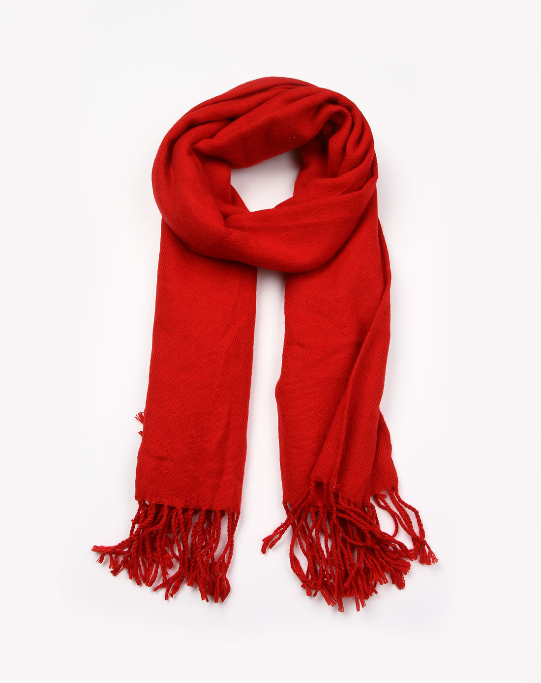 红色羊绒单色时尚大长巾