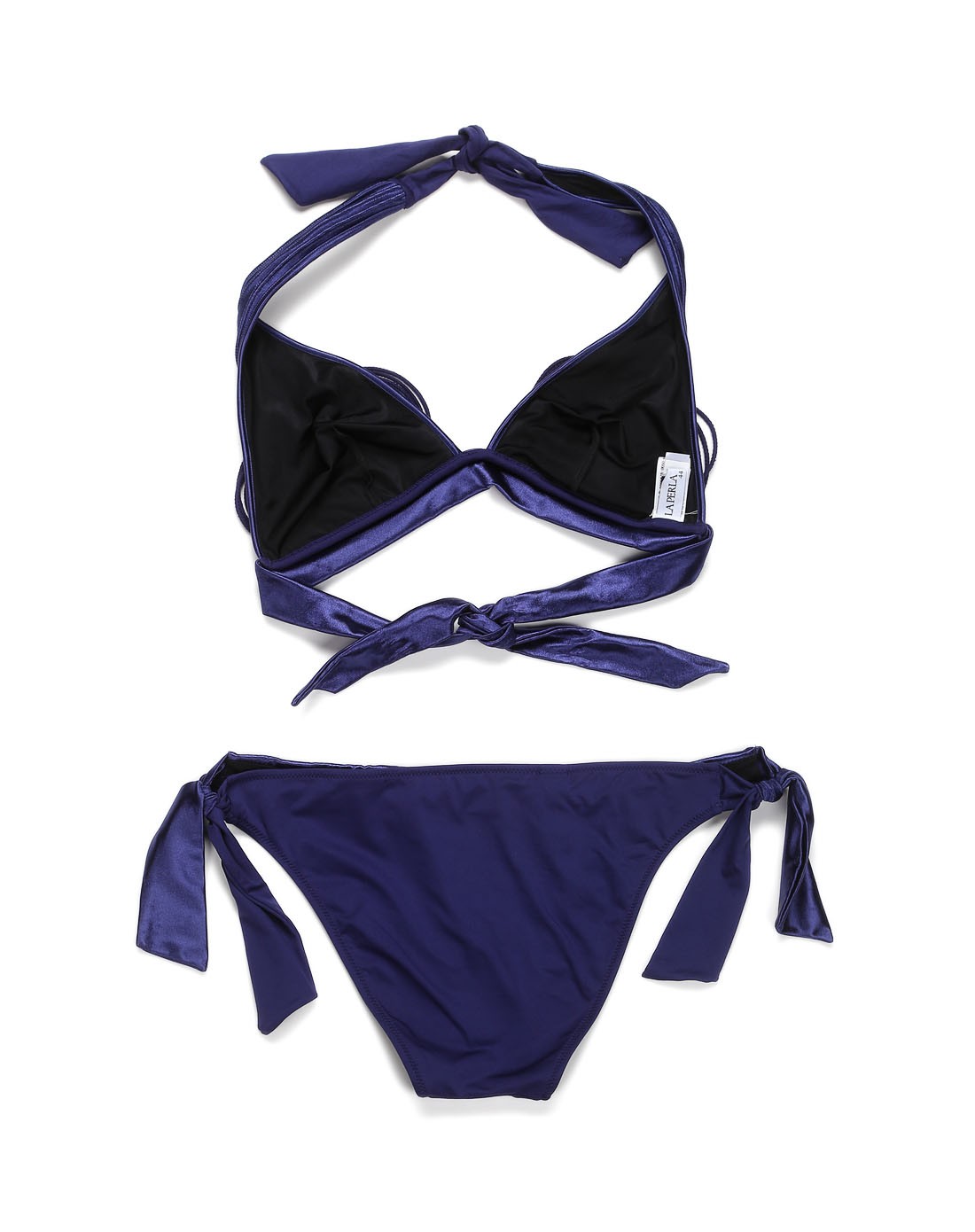 深紫蓝色亮面时尚泳衣套装